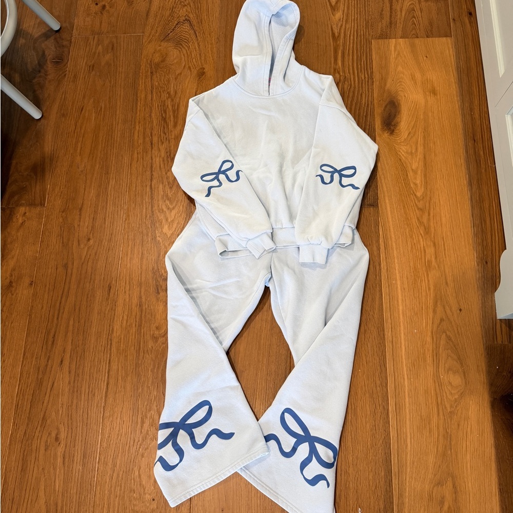 Edikted Pants Set with Blue Bow Accents